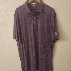 Peter Millar Purple Bel Air Country Club Striped Golf Polo Shirt Mens XL
